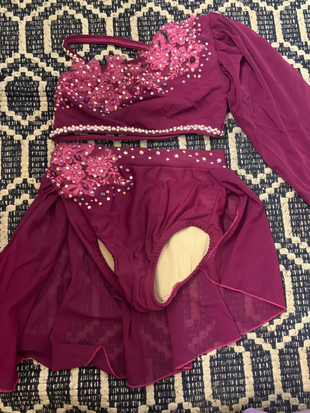 Custom two piece lyrical costume in Merlot